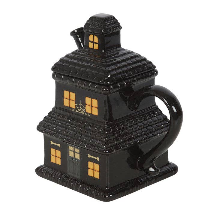 Black Haunted House Lidded Halloween Mug - September Drop