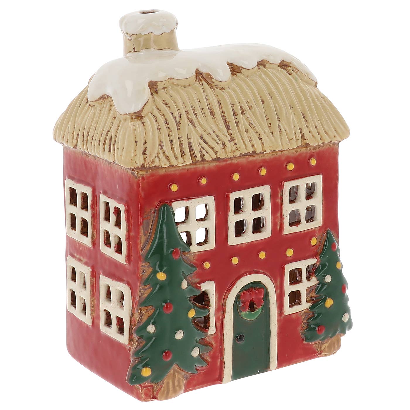 Village Pottery Xmas Thatched Roof House Tealight - Late November Drop