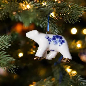 Delft Gold Polar Bear Ornament - September Drop