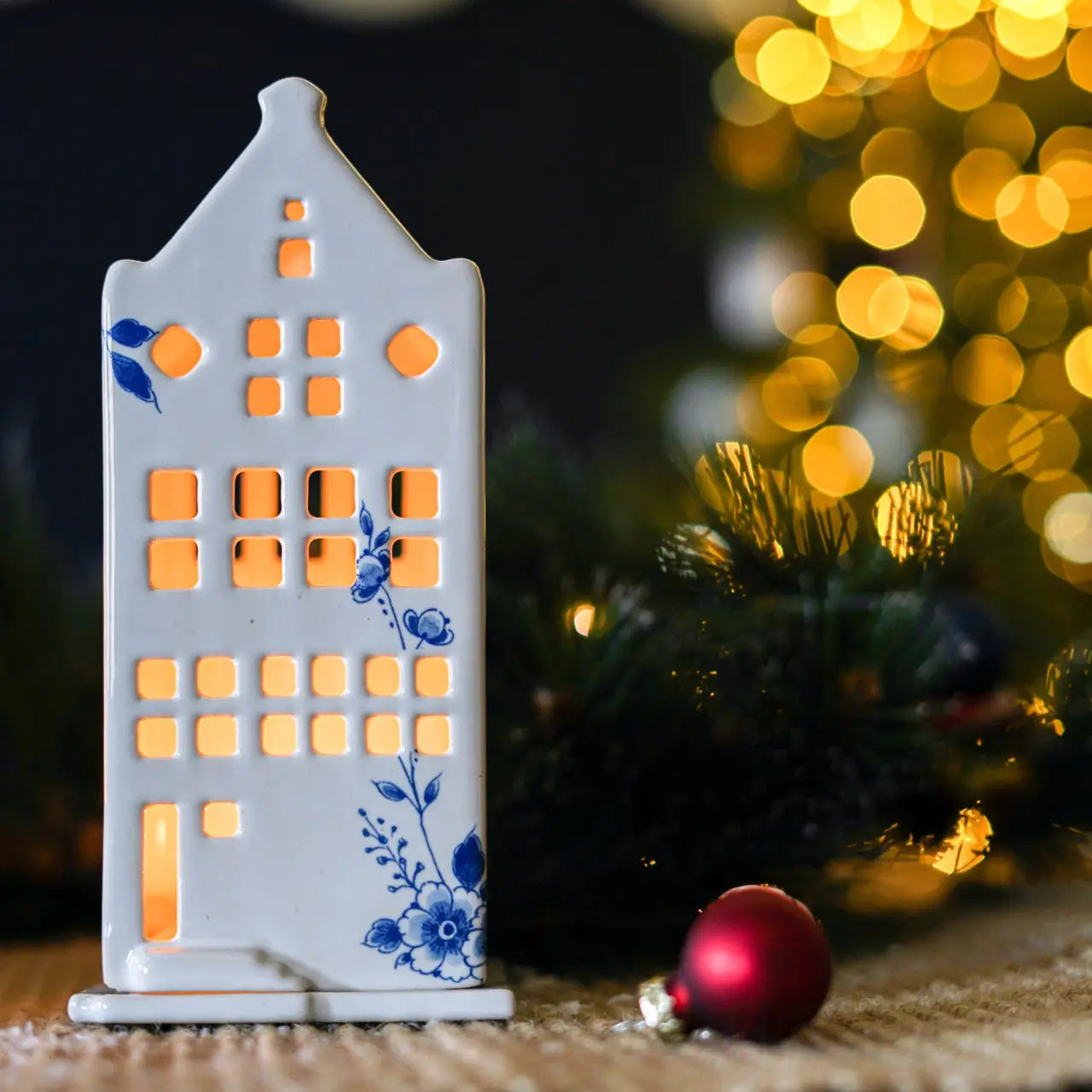 Delft House Tea Light Holder - September Drop