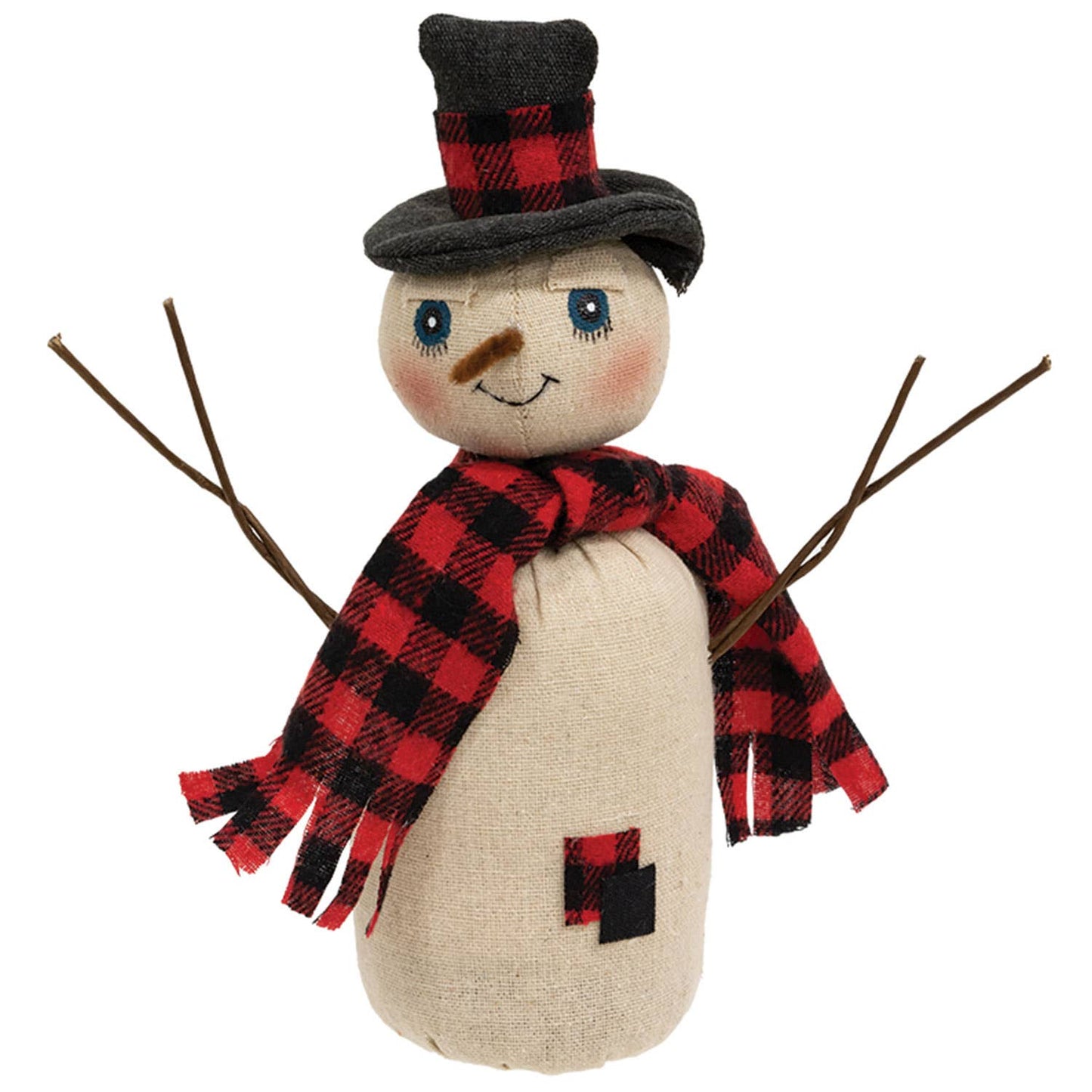 Red & Black Buffalo Check Patches Snowman Doll - October Drop