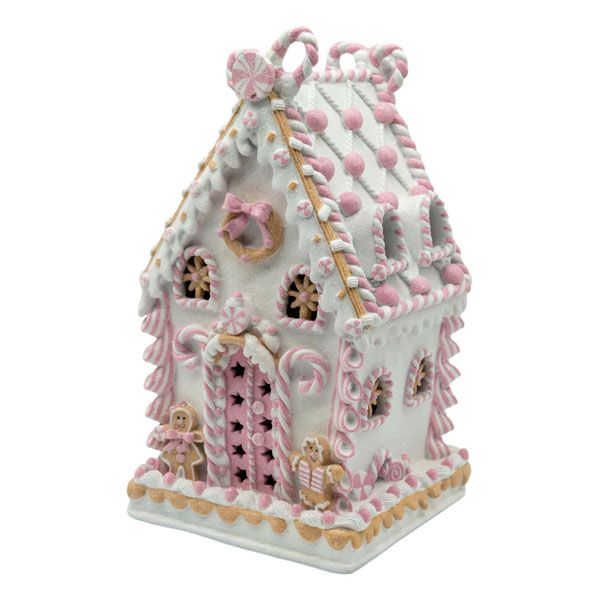 Pink LED Gingerbread House 37cm - October Arrival