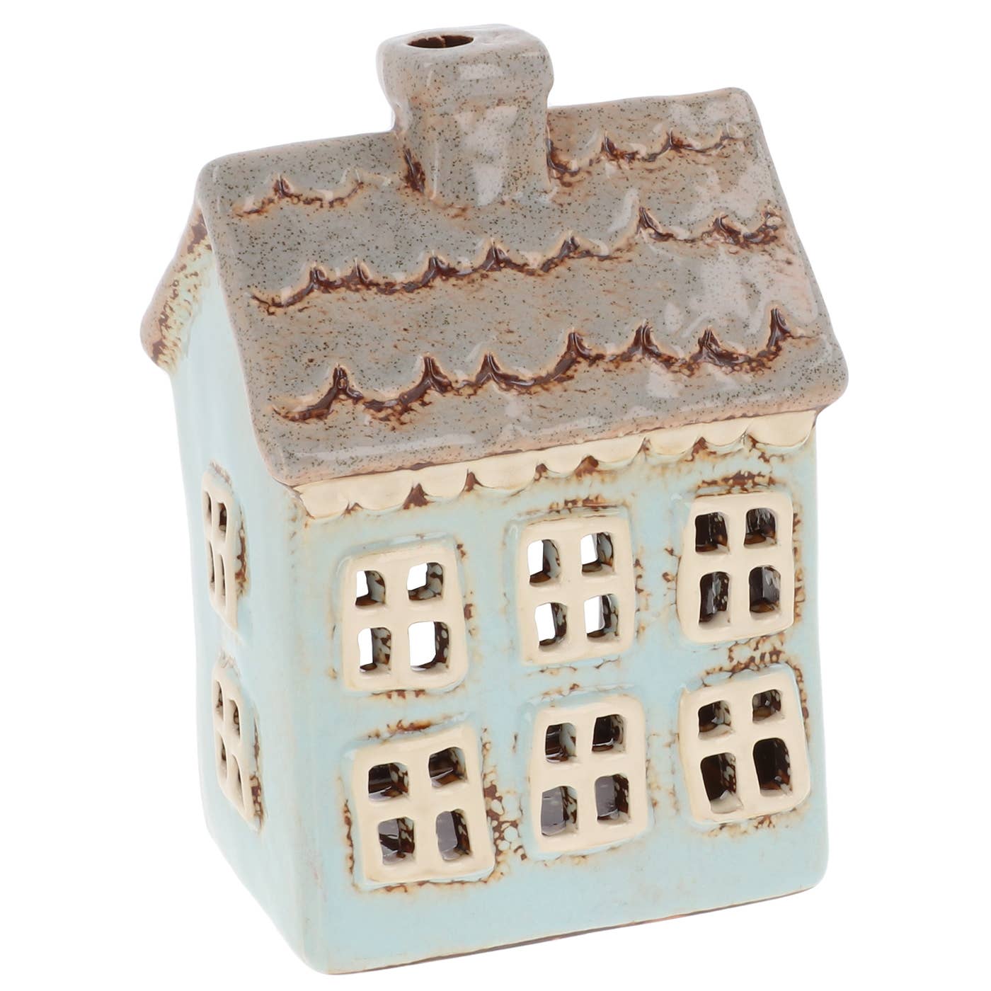 Village Pottery Scalloped House Blue Tealight - Late November Drop