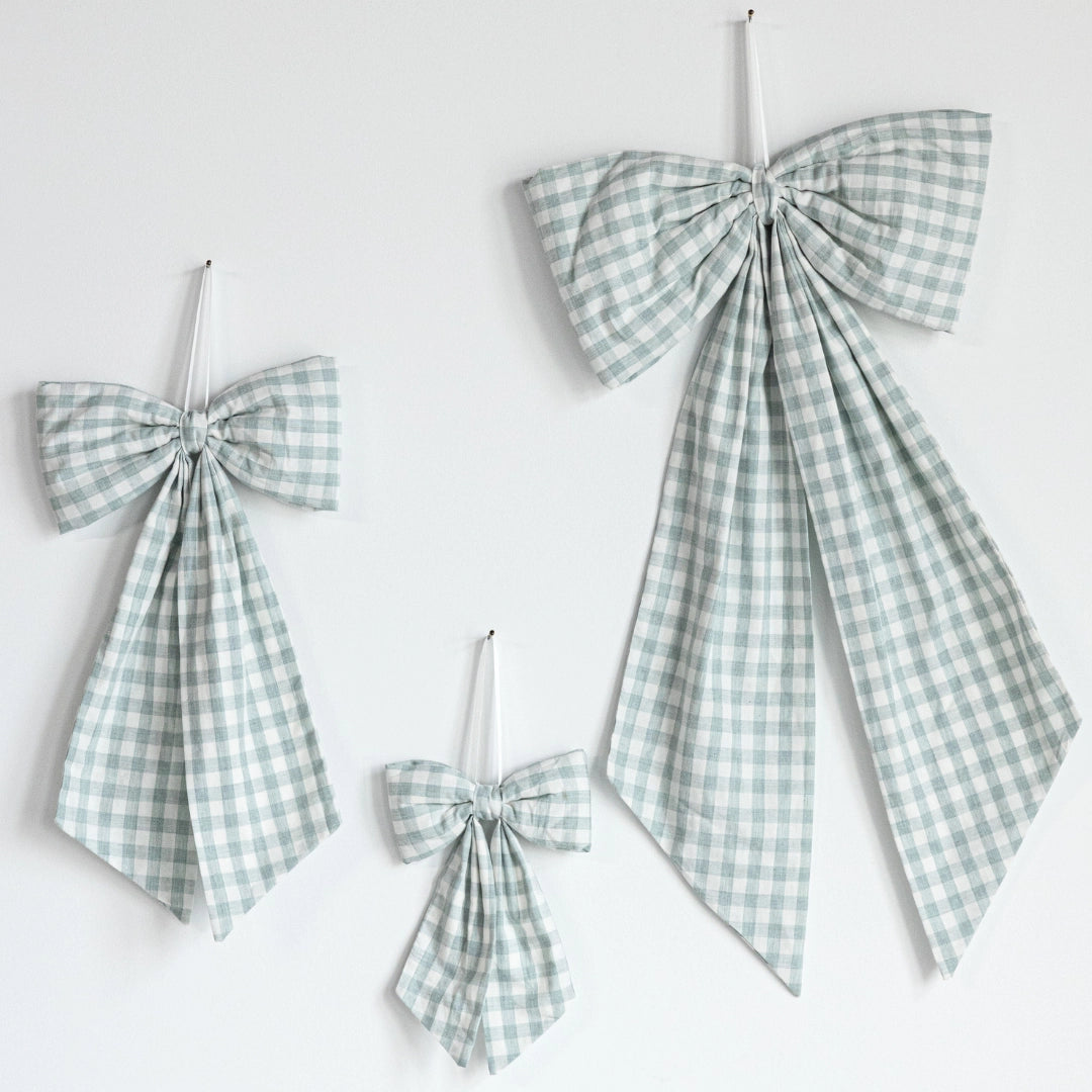 Pastel Green - Gingham Fabric Bow - Arriving in Store Mid - Late March