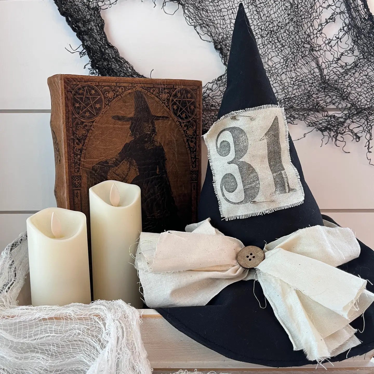 Primitive Witch Hat Black, Handmade Halloween Home Decor - Arriving in Store September