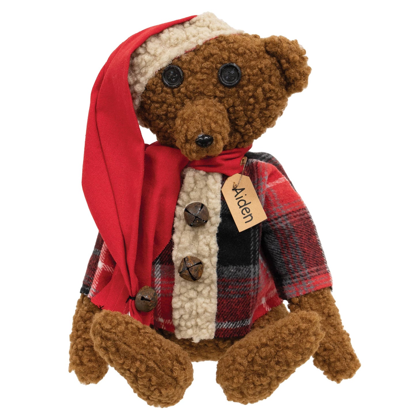 Aiden Teddy Bear in Plaid Shirt w/Hat & Scarf - Early December Drop