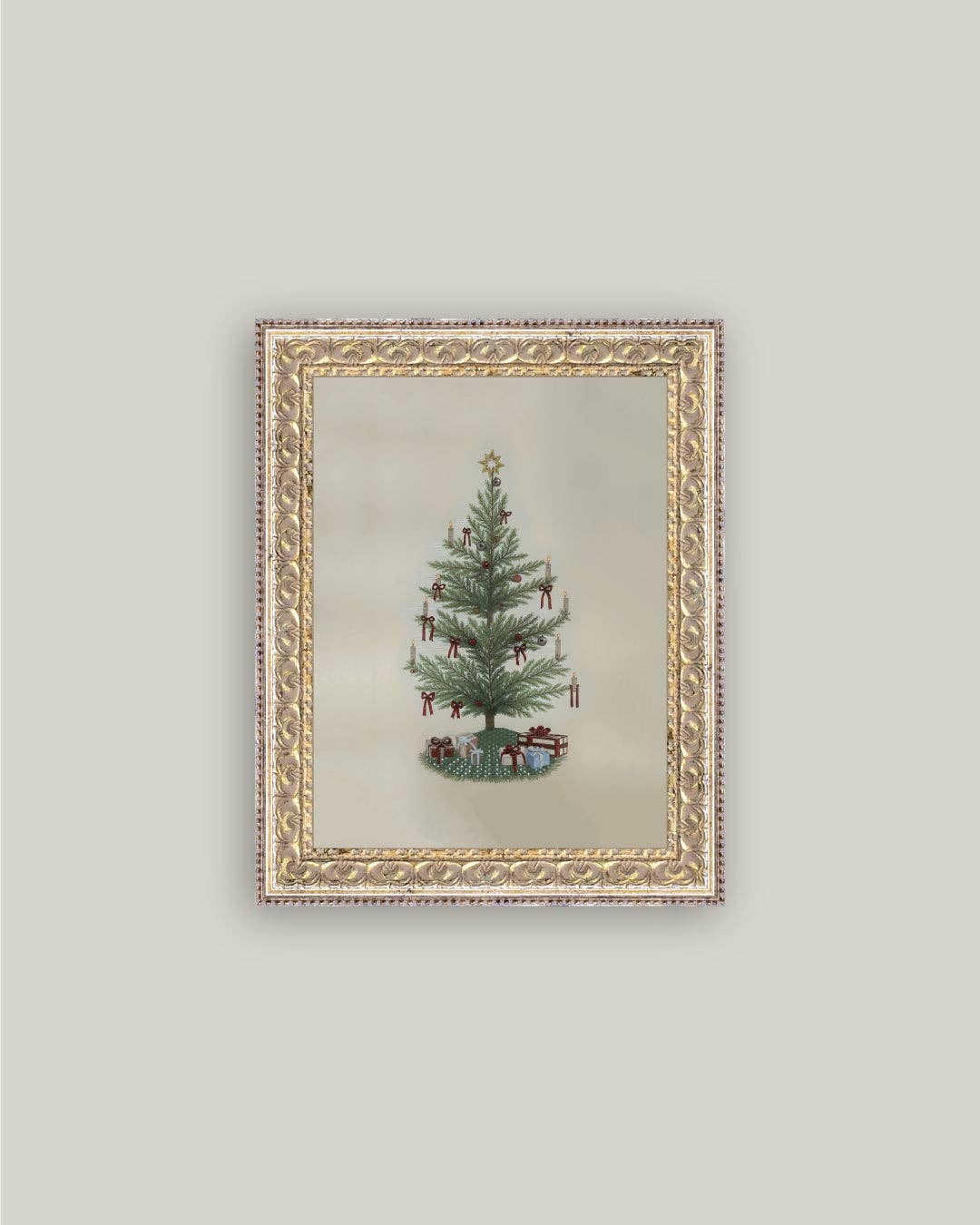 Vintage Tree with Bows Framed Antique Art - Arriving in Store October