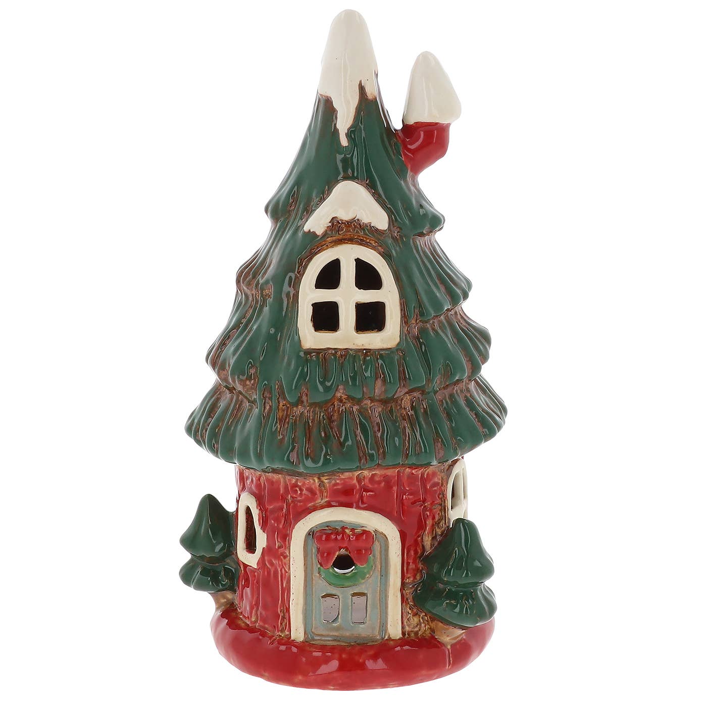 Village Pottery Xmas Tree House Tealight - Arriving in Store August
