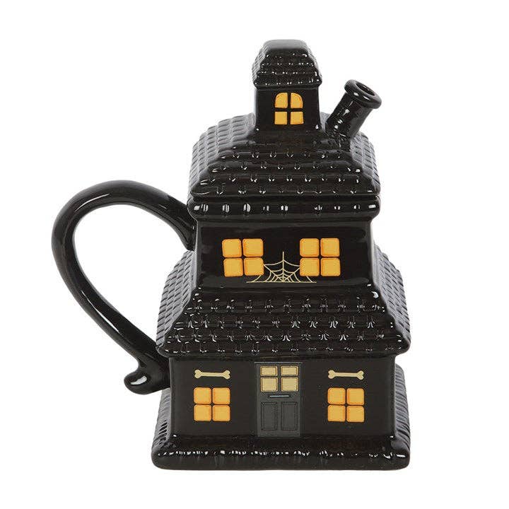 Black Haunted House Lidded Halloween Mug - September Drop