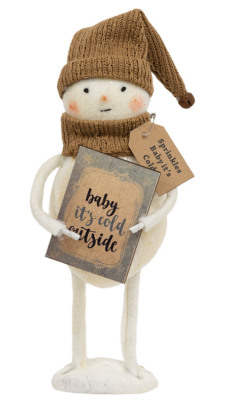 Baby It's Cold Sprinkles Standing Snowman with Sign - September Drop