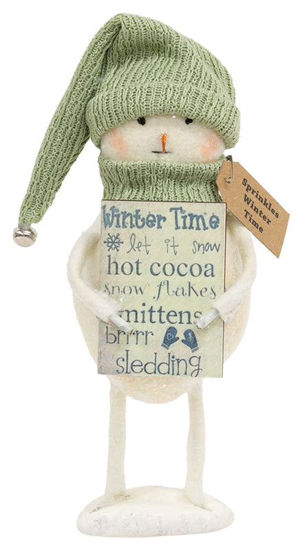 Sprinkles Winter Time Standing Snowman with Sign - September Drop