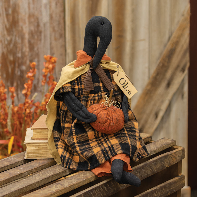Olive Crow Doll with Pumpkin - 19.5"H - Arriving in Store September