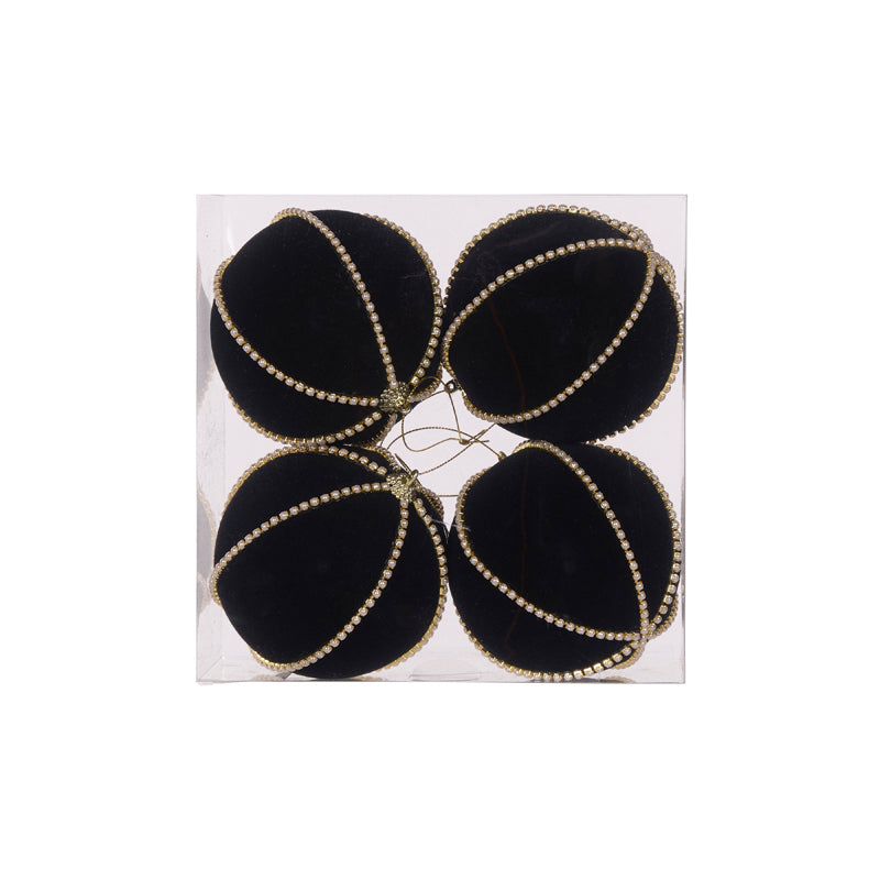 Black Velvet Pearl Bauble 4pk - Arriving in Store October
