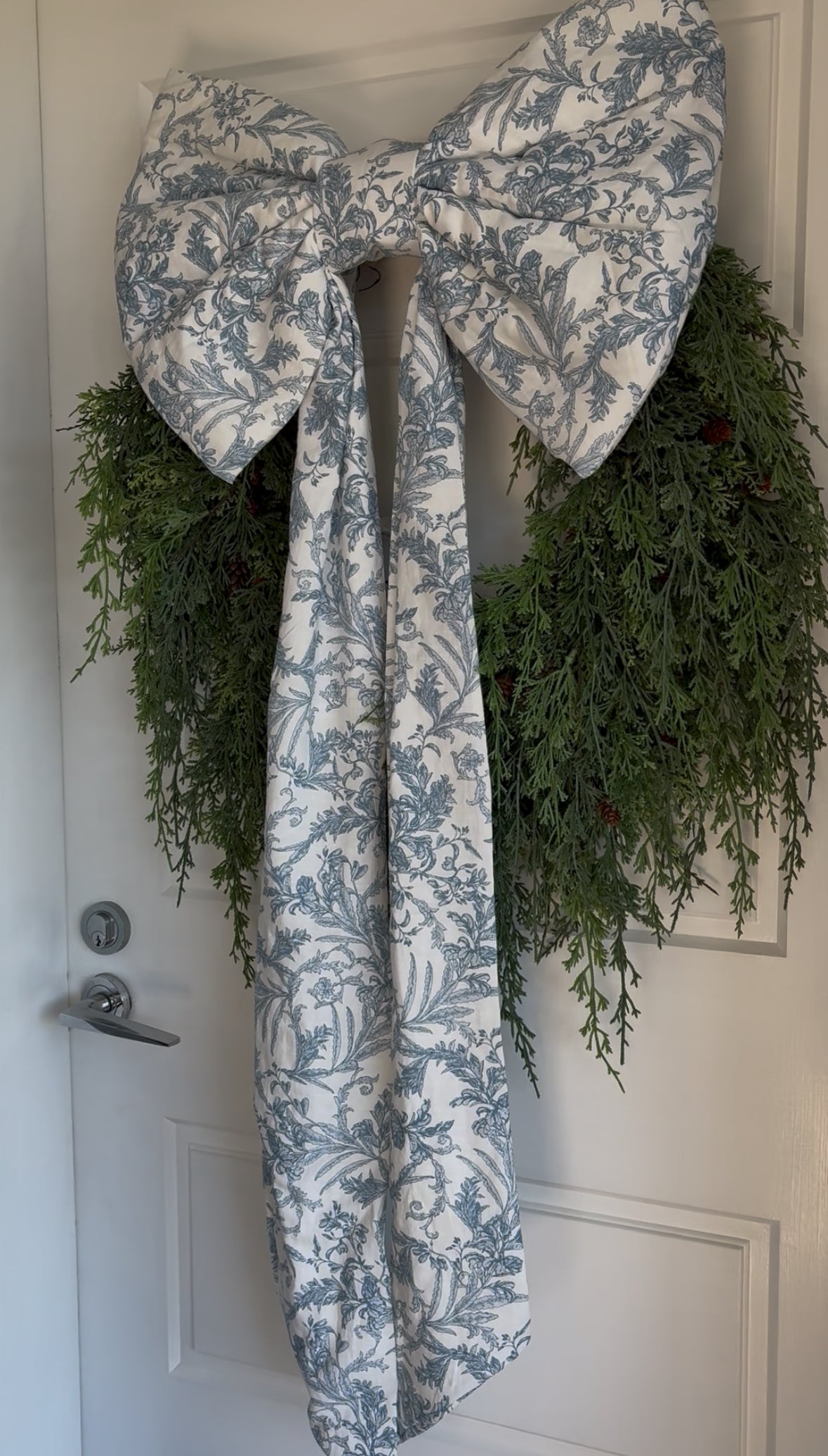 Oversized Floral Baby Blue Fabric Bow - November Drop