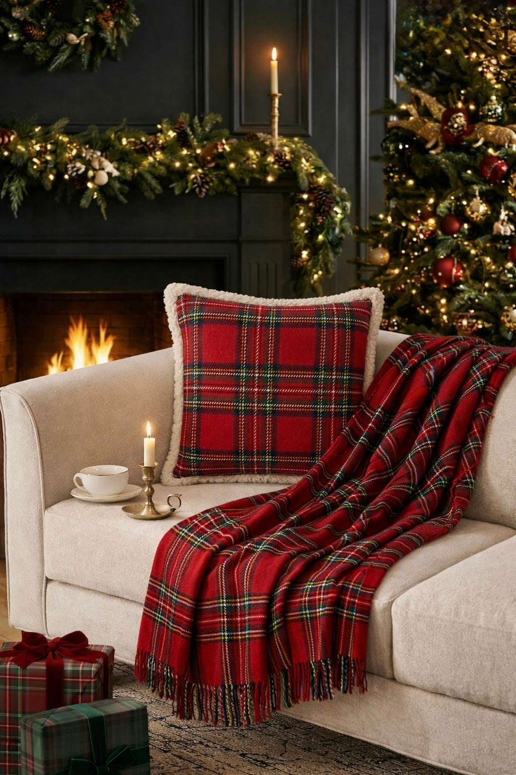 Tartan Plaid Sherpa 18" Throw Pillow - Arriving in Store September