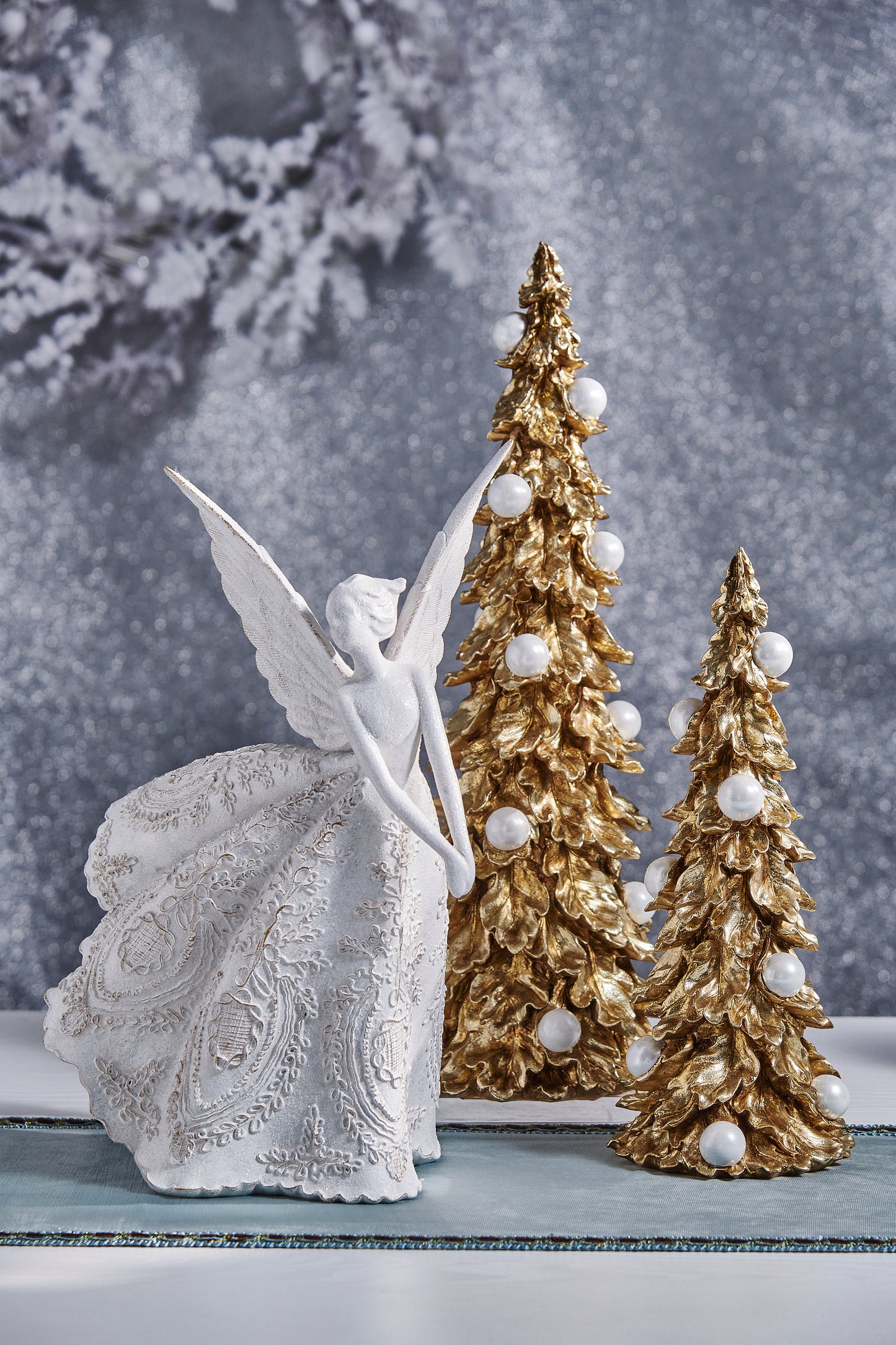 White Lace Standing Angel - October Drop