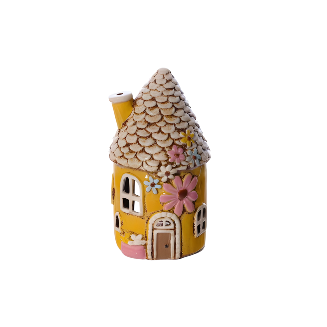 Cottage Garden Stoneware Fairy Round House Candle Holder - Arriving in Store Late May