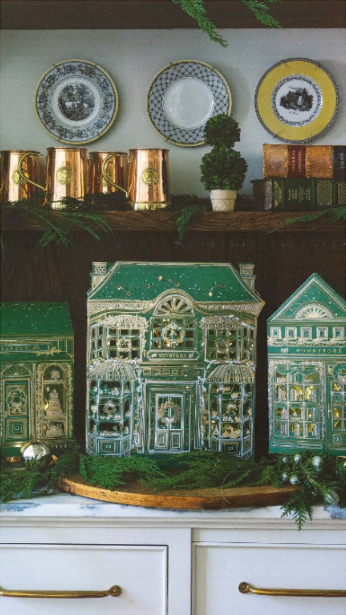 Maren Baxter Limited Edition Green Light-Up Christmas Village Shops Set of 3 - Arriving in Store Mid November