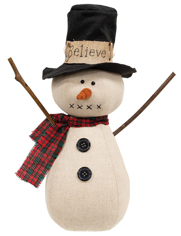 Stuffed Believe Top Hat Snowman with Red & Green Scarf Doll - September Delivery