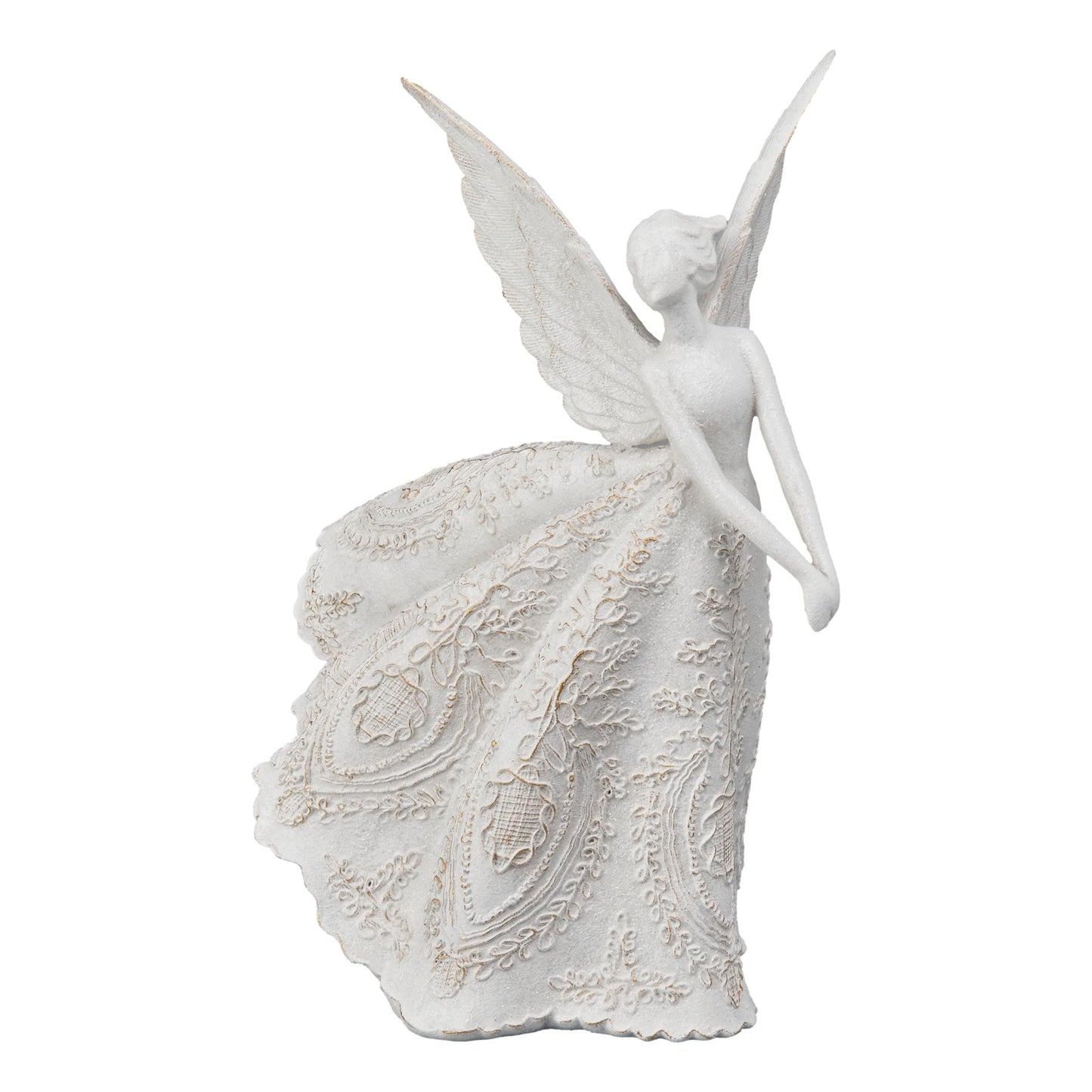 White Lace Standing Angel - October Drop