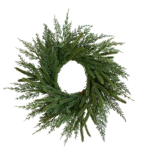 Cypress Leaf Full Real Touch Wreath 12" - November Delivery