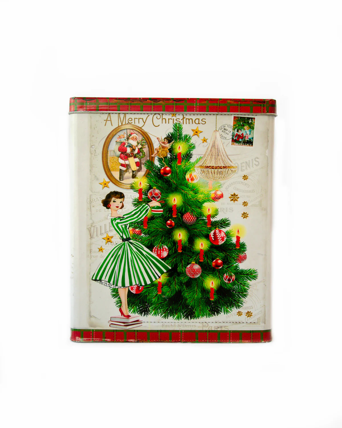 CHRISTMAS VINTAGE SCENE TINS RECTANGLE SET OF 3 - SEPTEMBER DROP