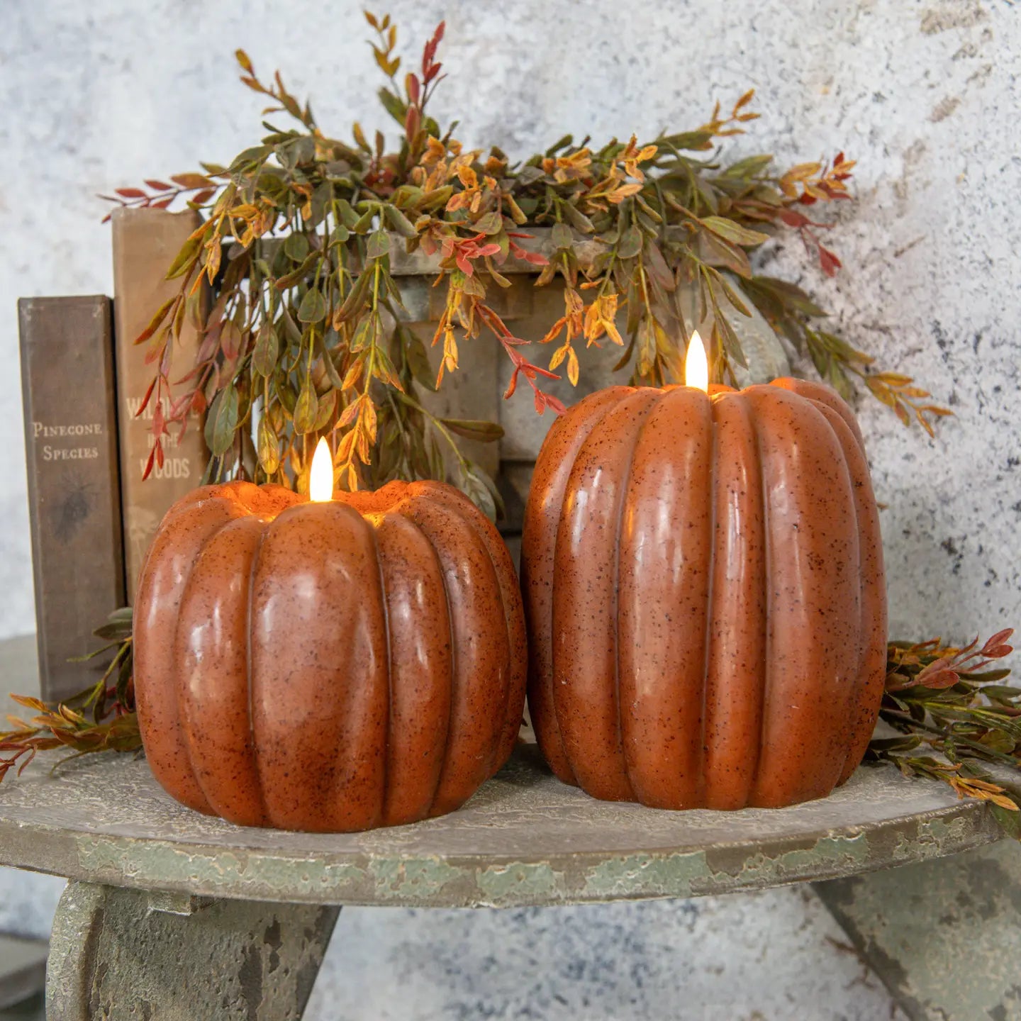 5" Bronze 3D Flame Pumpkin Candle - June Drop