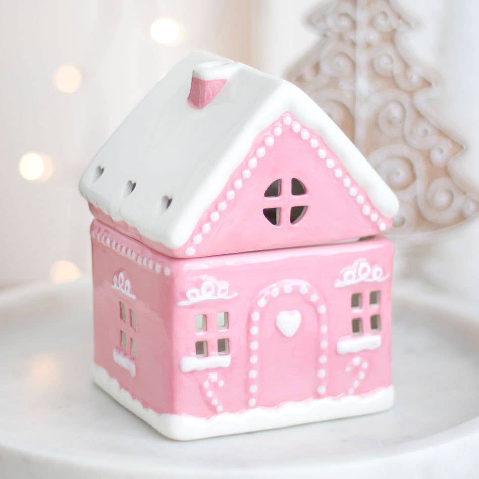 Pink Gingerbread House Christmas Oil Burner - September Drop
