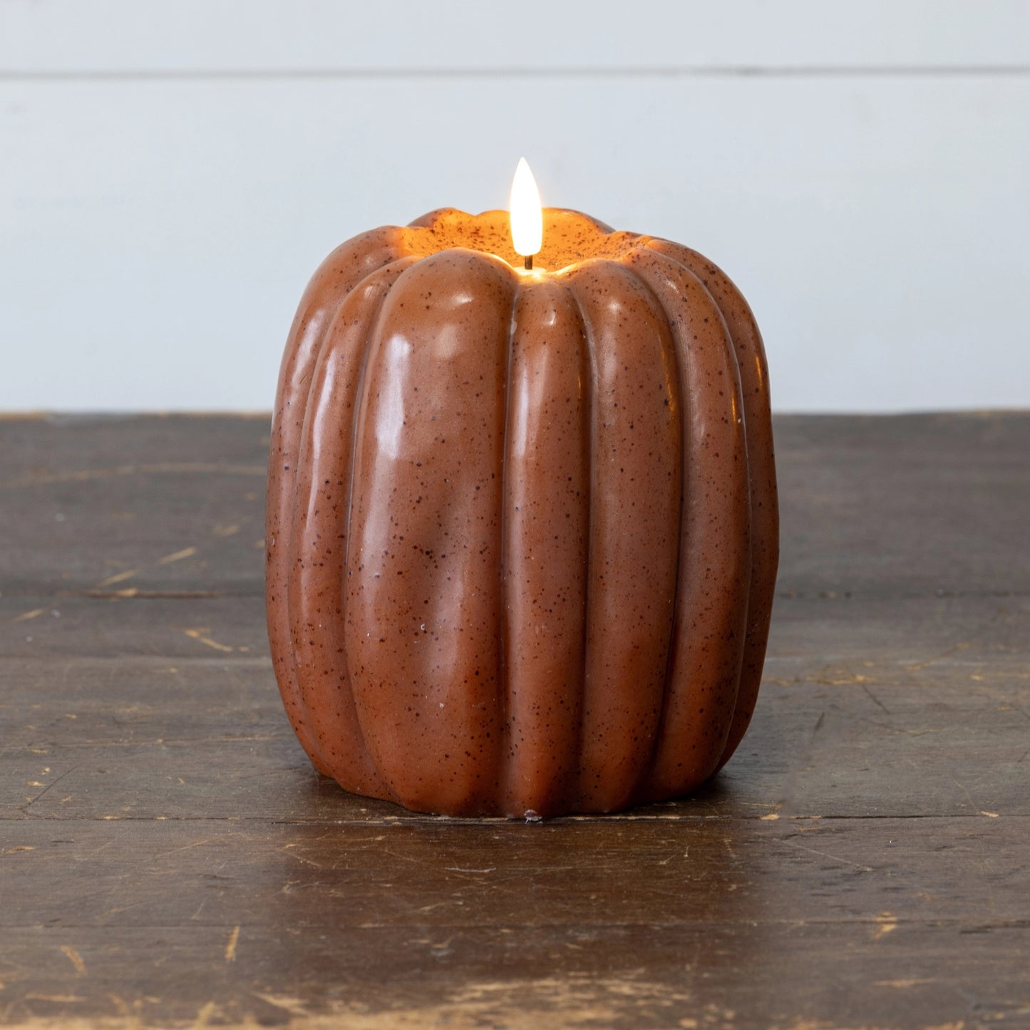 6.5" Bronze 3D Flame Pumpkin Candle - June Drop