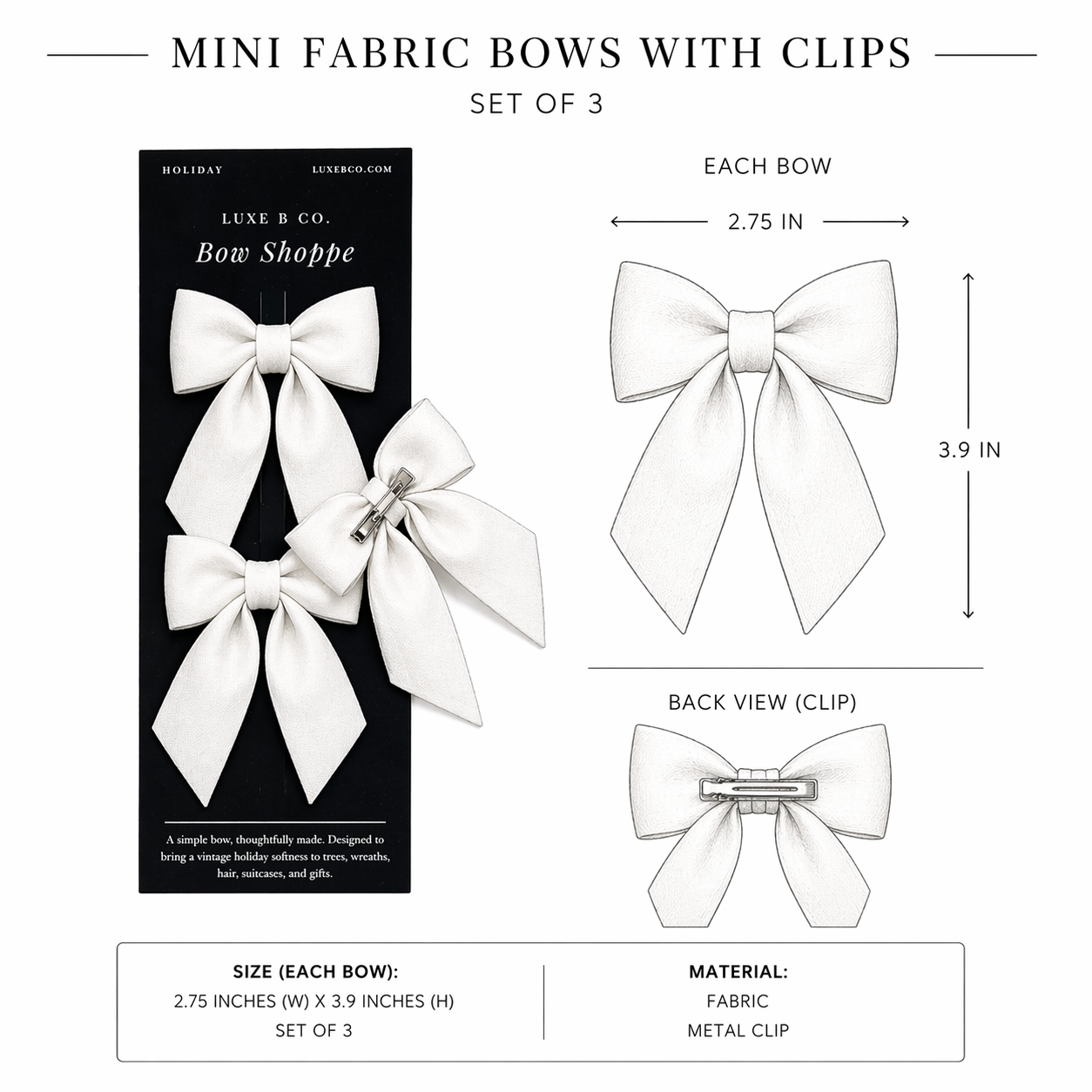 Ralph Red Velvet Mini Fabric Bows with Clips Set