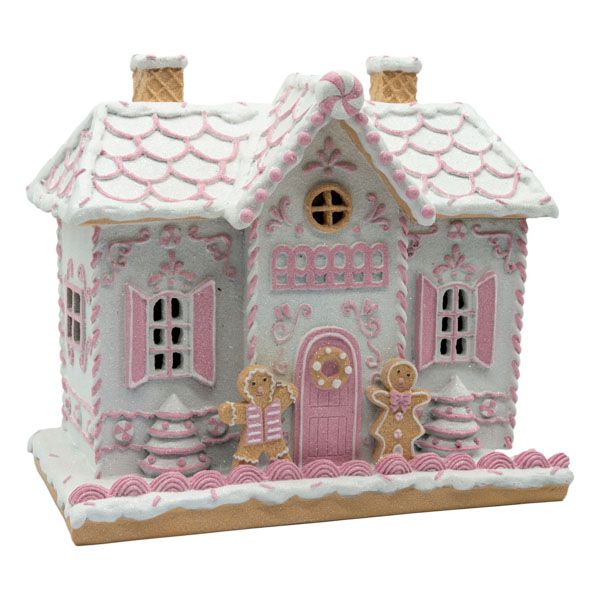 Pink LED Gingerbread House 25cm -October Arrival