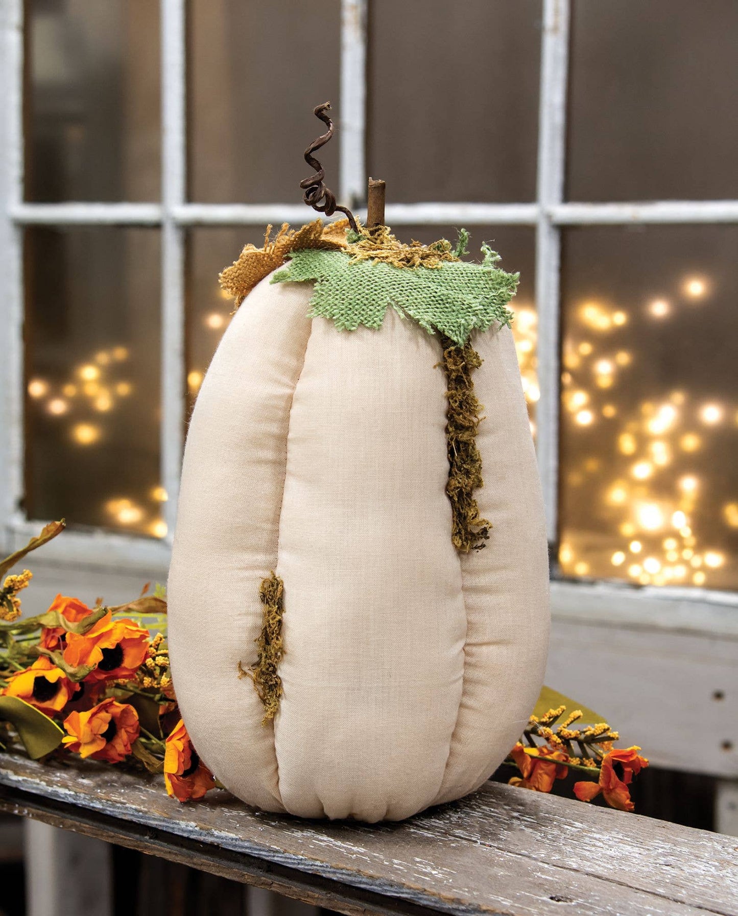 Mossy White Stuffed Pumpkin 27cm