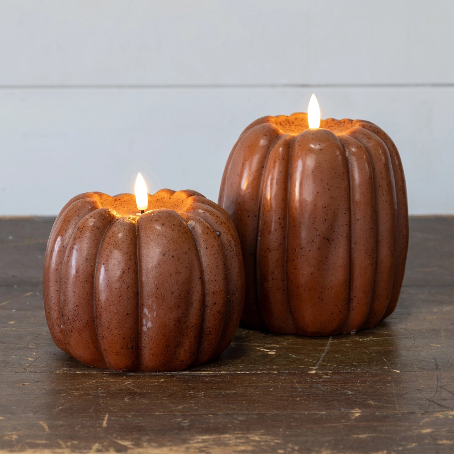 5" Bronze 3D Flame Pumpkin Candle - June Drop