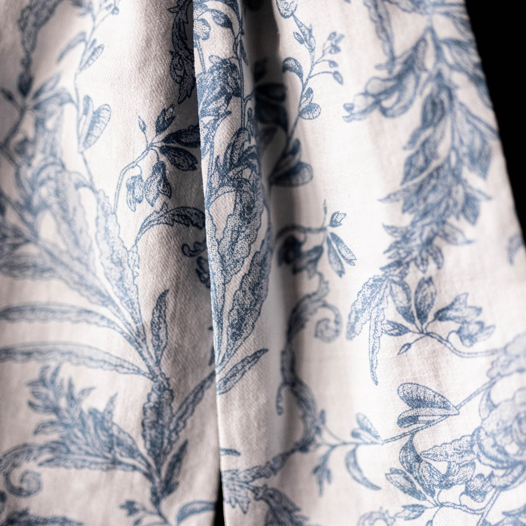 Floral Baby Blue Fabric Bow - November Drop