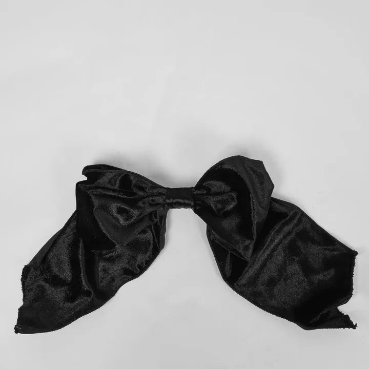 Black Velvet Bow on Clip - Large