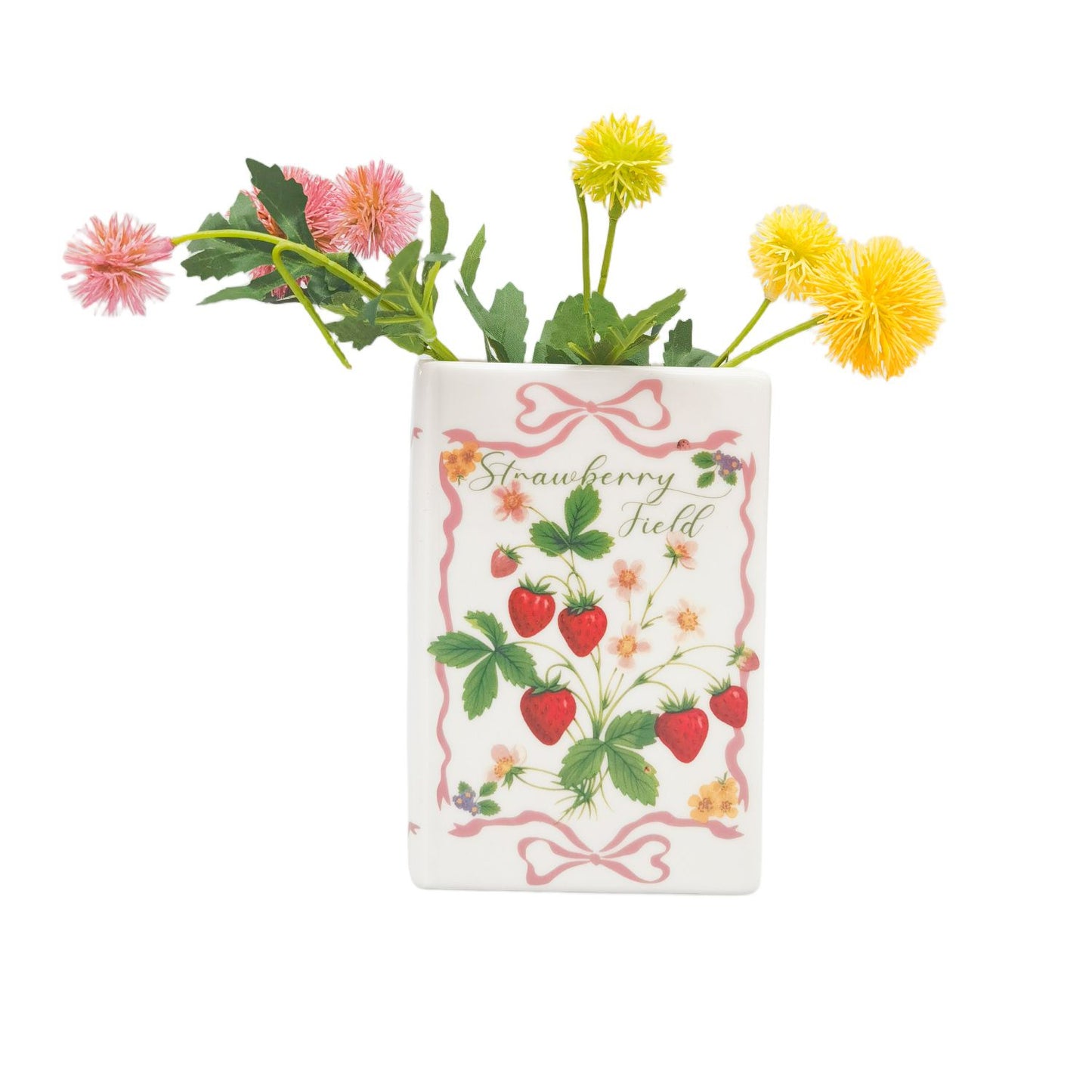 Strawberry Fields Book Vase Red & Green - Late September Drop