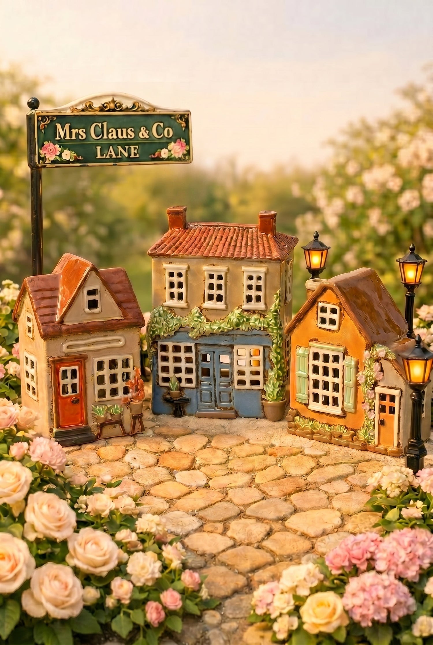 Village Pottery Tealight Houses & Little Pottery Treasures