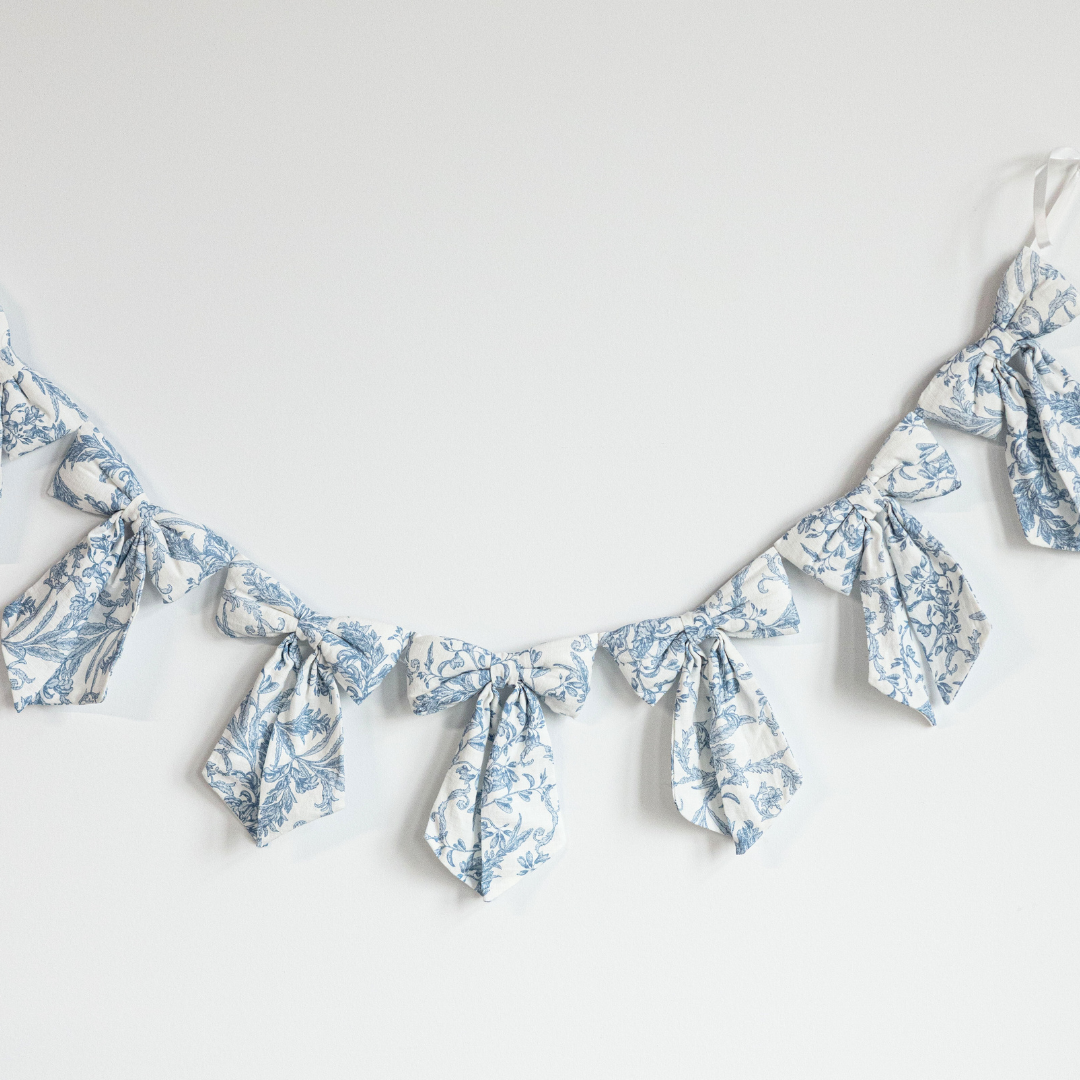 Floral Baby Blue Bow Garland - Arriving in Store Early April - May not arrive in time for Easter
