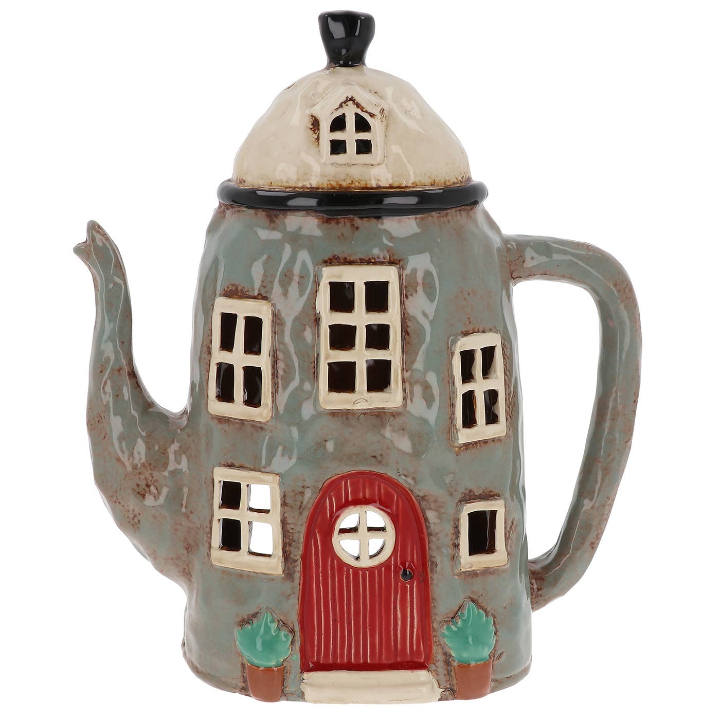 Village Pottery Large Grey Teapot Tealight - October Drop