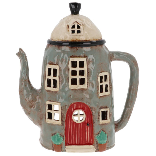 Village Pottery Large Grey Teapot Tealight - October Drop