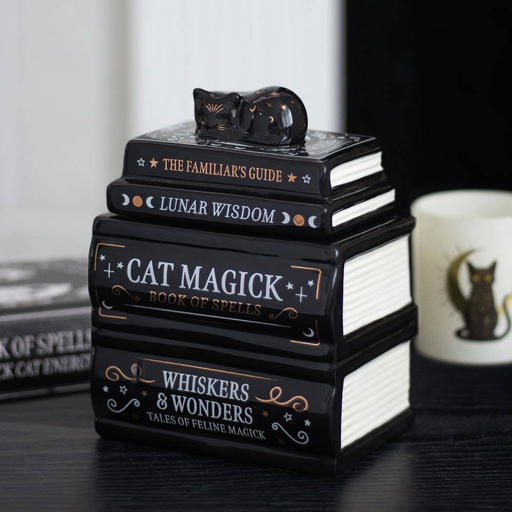 Black Cat Book Stack Oil Burner with Cat - Arriving in Store September