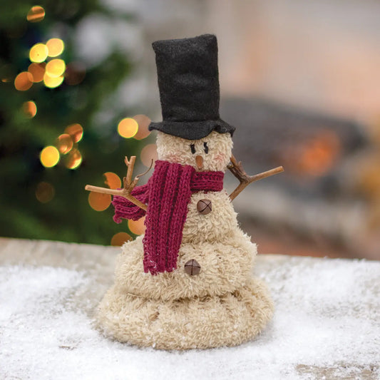 Melting Top Hat Snowman with Burgundy Scarf - 7.5"H - September Drop
