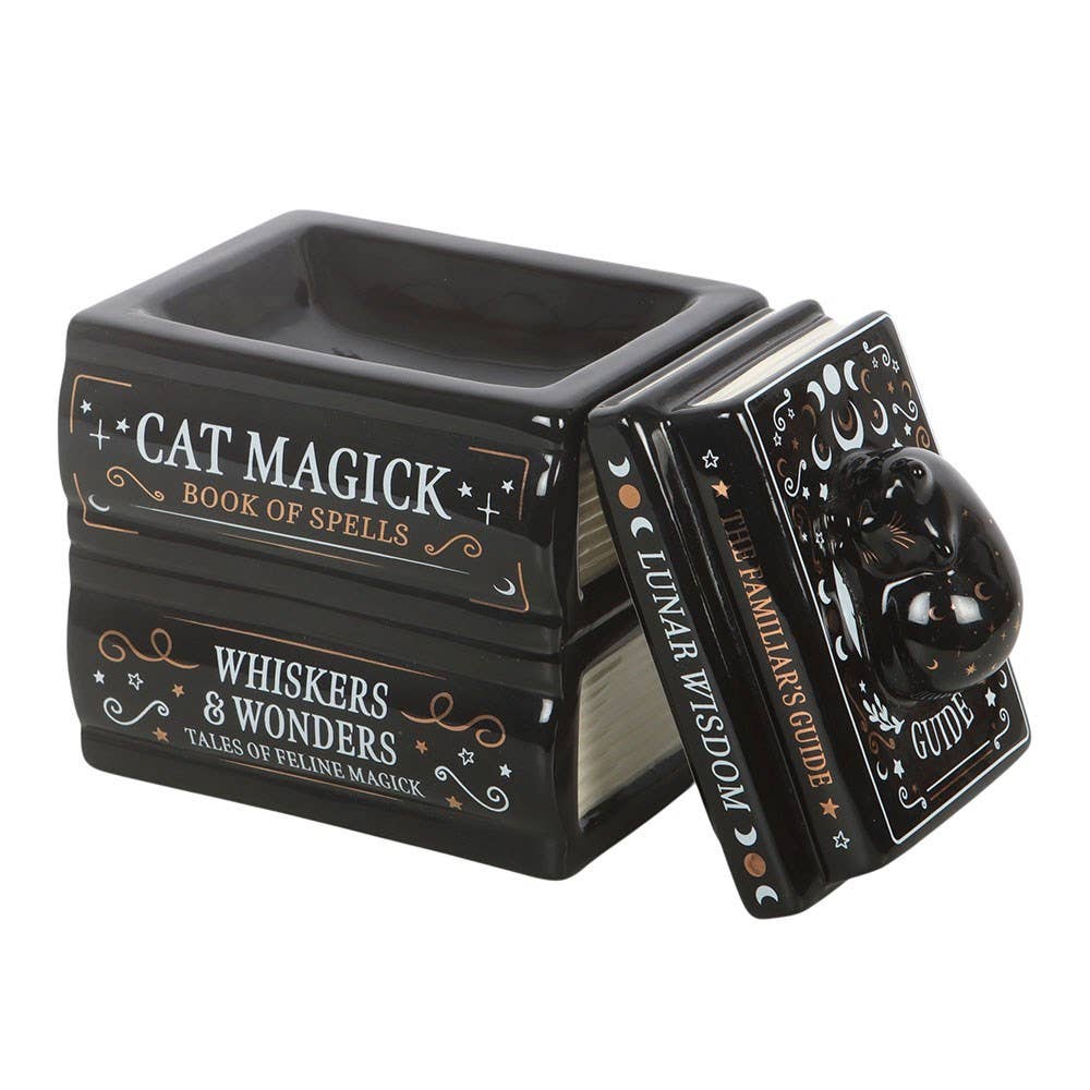Black Cat Book Stack Oil Burner with Cat - Arriving in Store September