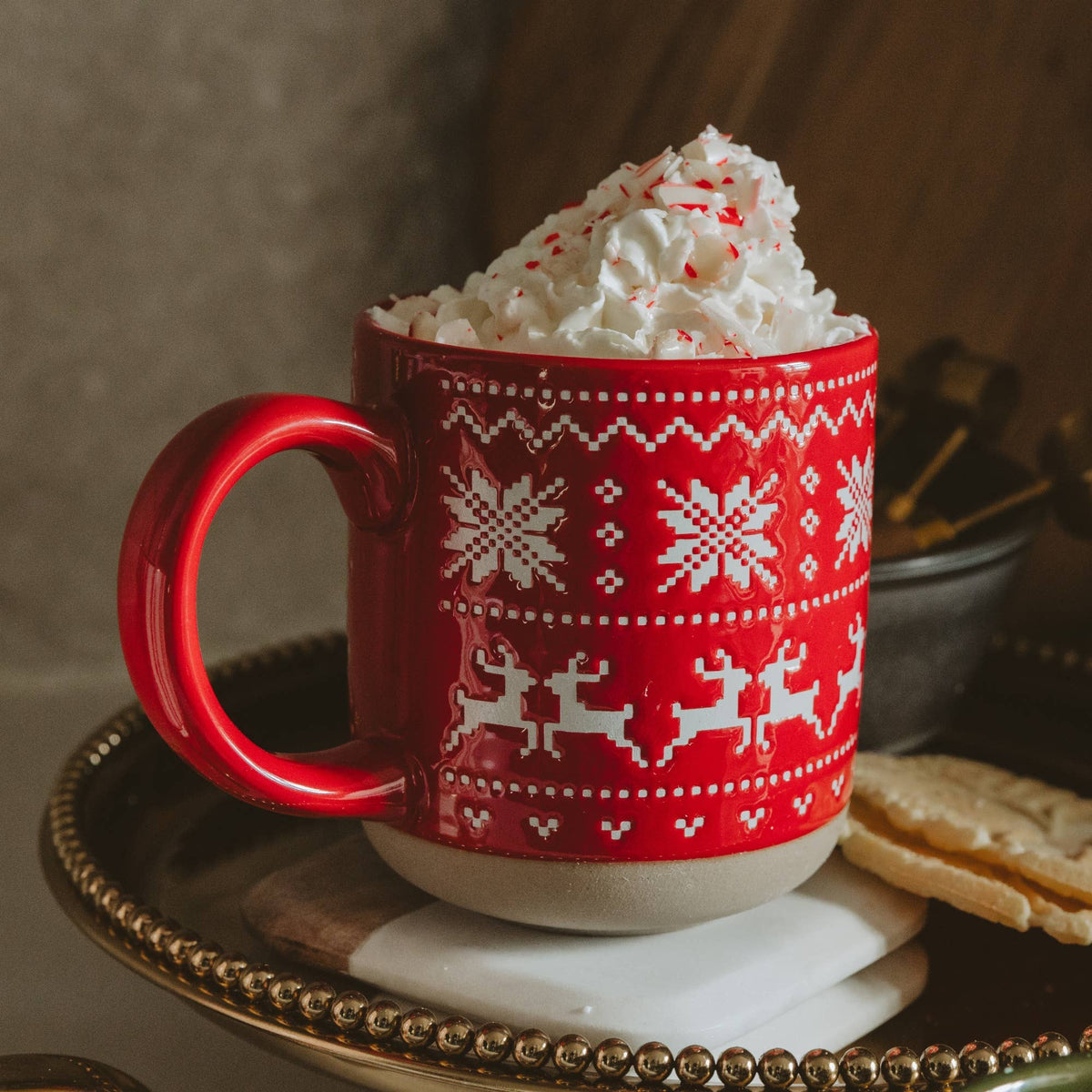 Red Fair Isle Sweater Stoneware Coffee Mug - Arriving in Store Late October