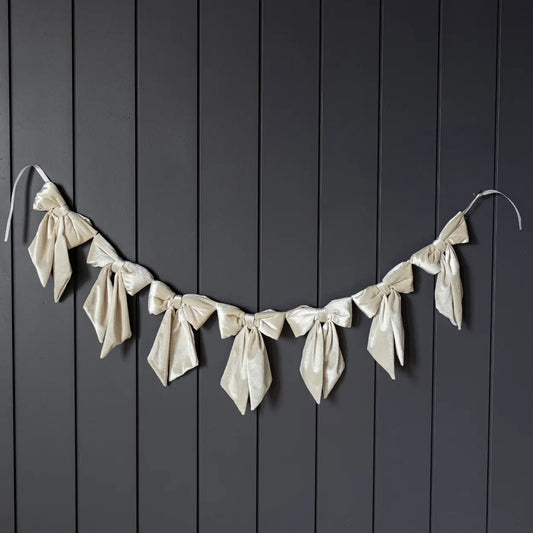 Cream Velvet Bow Garland - November Drop