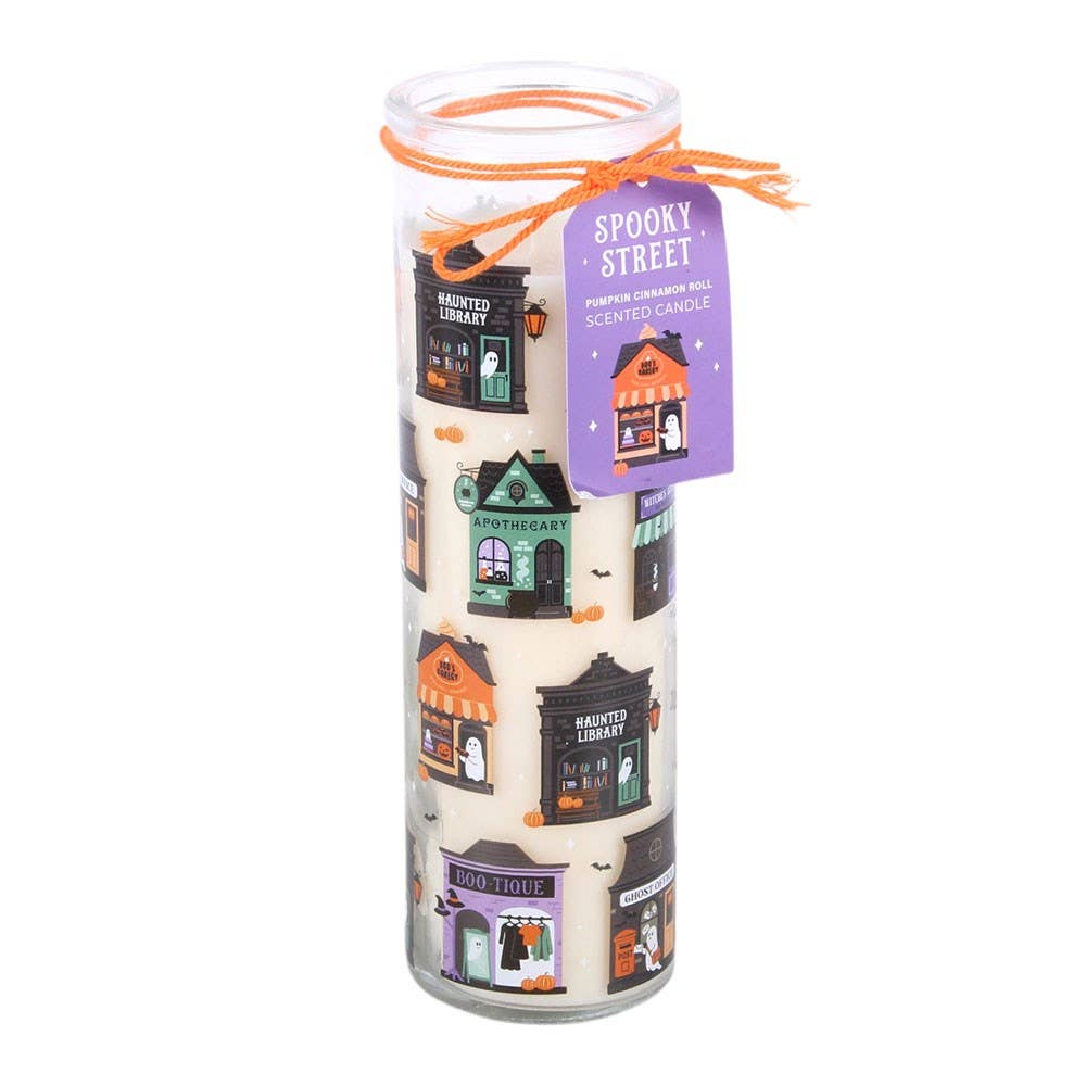 Spooky Street Pumpkin Cinnamon Roll Tube Candle - Arriving in Store September
