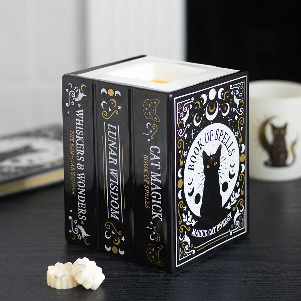 Black Cat Book of Spells Oil Burner and Wax Warmer - Arriving in Store September