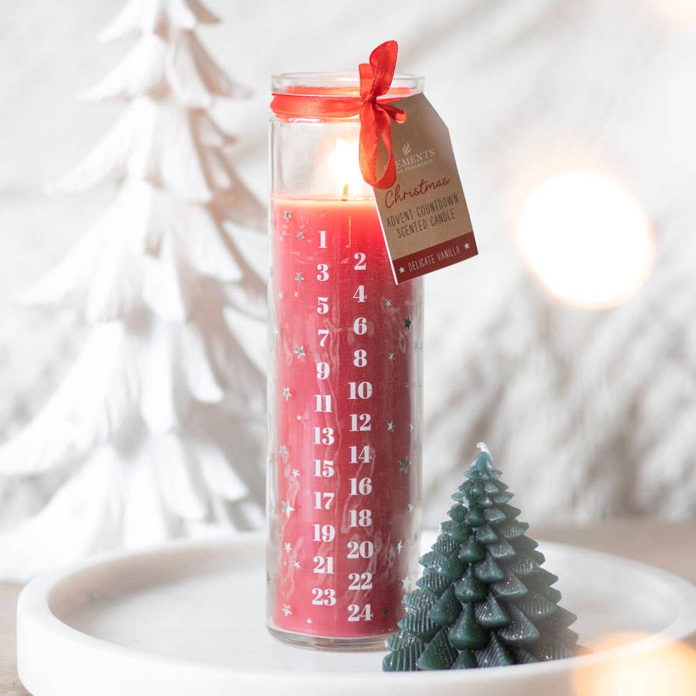 Red Vanilla Christmas Advent Tube Candle