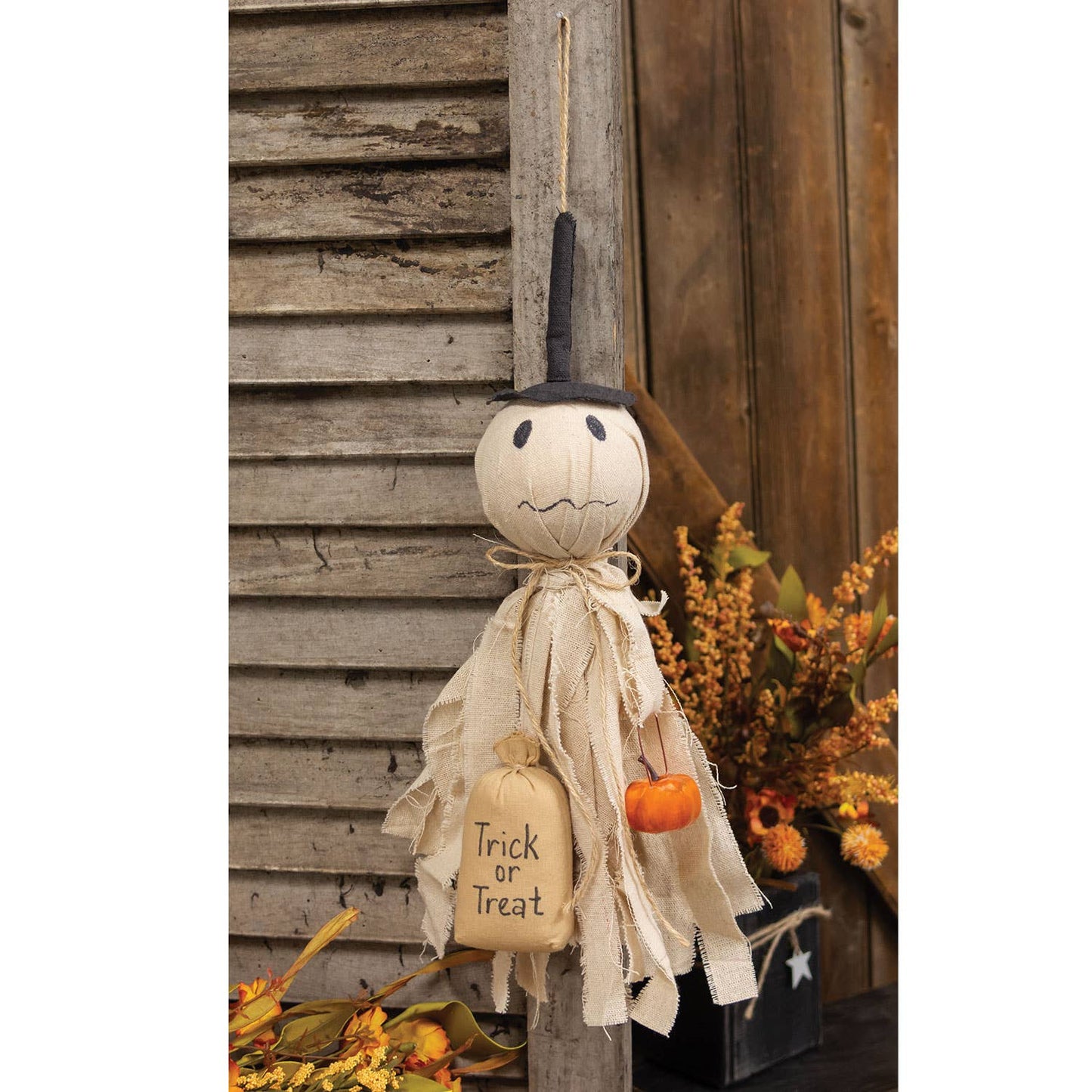 Trick Or Treat Ghost Hanger w/Pumpkin - Arriving in Store September