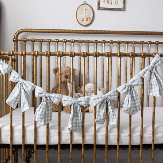 Pastel Green Gingham Fabric Bow Garland - Arriving in Store Mid - Late March